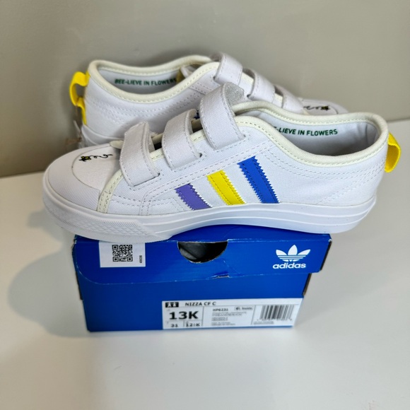 adidas Originals Nizza "Ftwr White/Yellow/Off White" Girls' Shoe size 13k - Picture 6 of 12